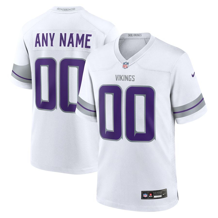 Men Minnesota Vikings White Custom Nike Alternate Game NFL Jersey->customized nfl jersey->Custom Jersey